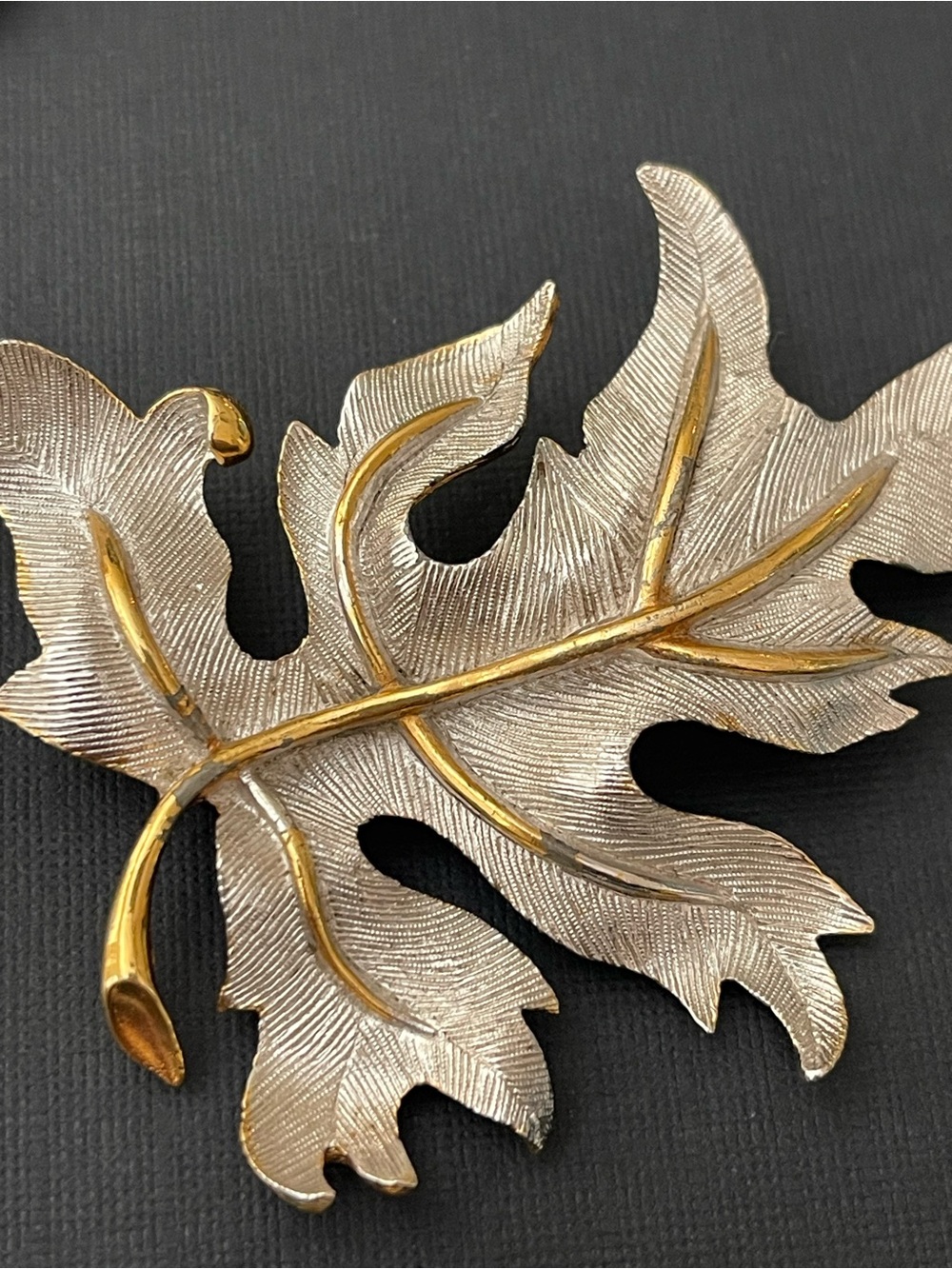 Vintage Gold & Silver Leaf Brooch